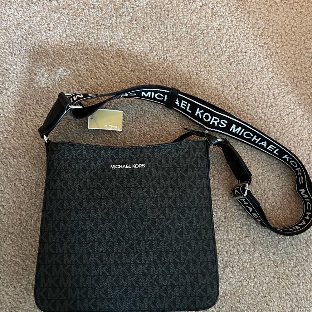 Michael Kors Black and Gray Logo Messenger Bag